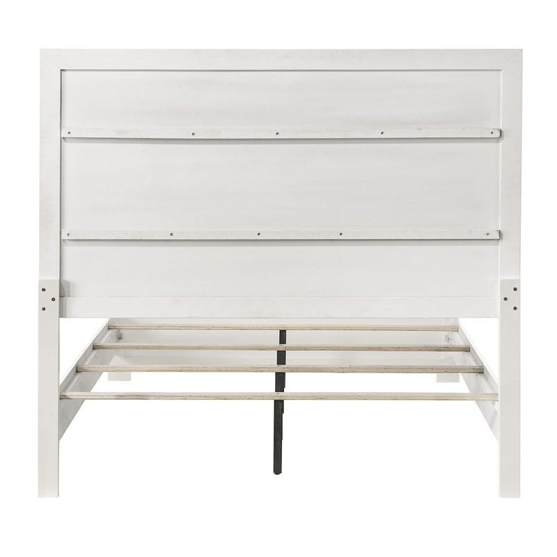 Furniture of America Embud Solid Wood Double Molded King Panel Bed in White