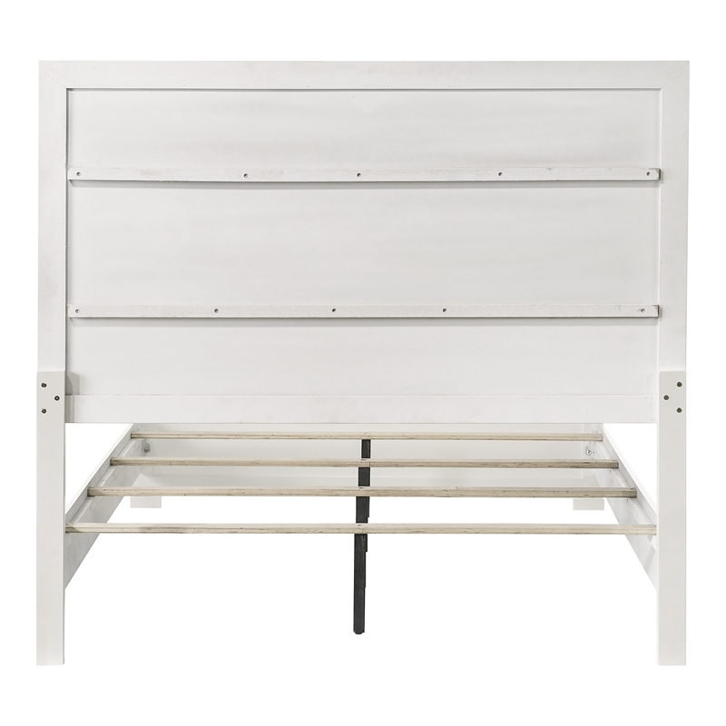 Furniture of America Embud Solid Wood Double Molded King Panel Bed in White