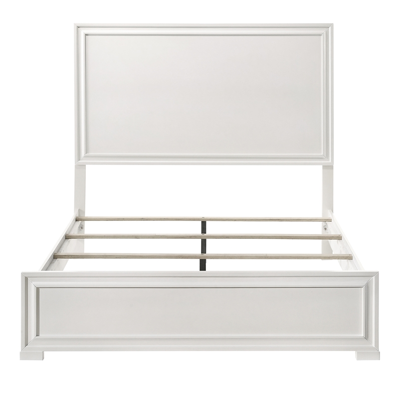 Furniture of America Embud Solid Wood Double Molded King Panel Bed in White