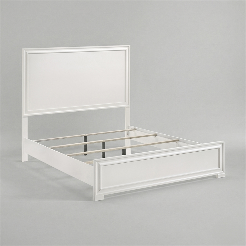 Furniture of America Embud Solid Wood Double Molded Queen Panel Bed in White