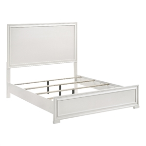 Furniture of America Embud Solid Wood Double Molded Queen Panel Bed in White