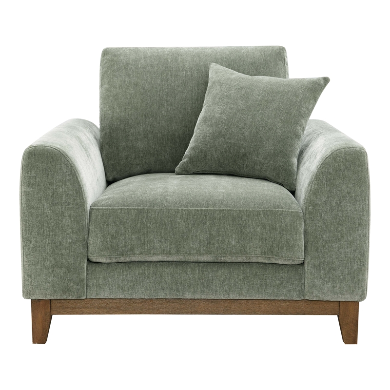 Furniture of America Naria Chenille Soft Track Arm Chair in Green