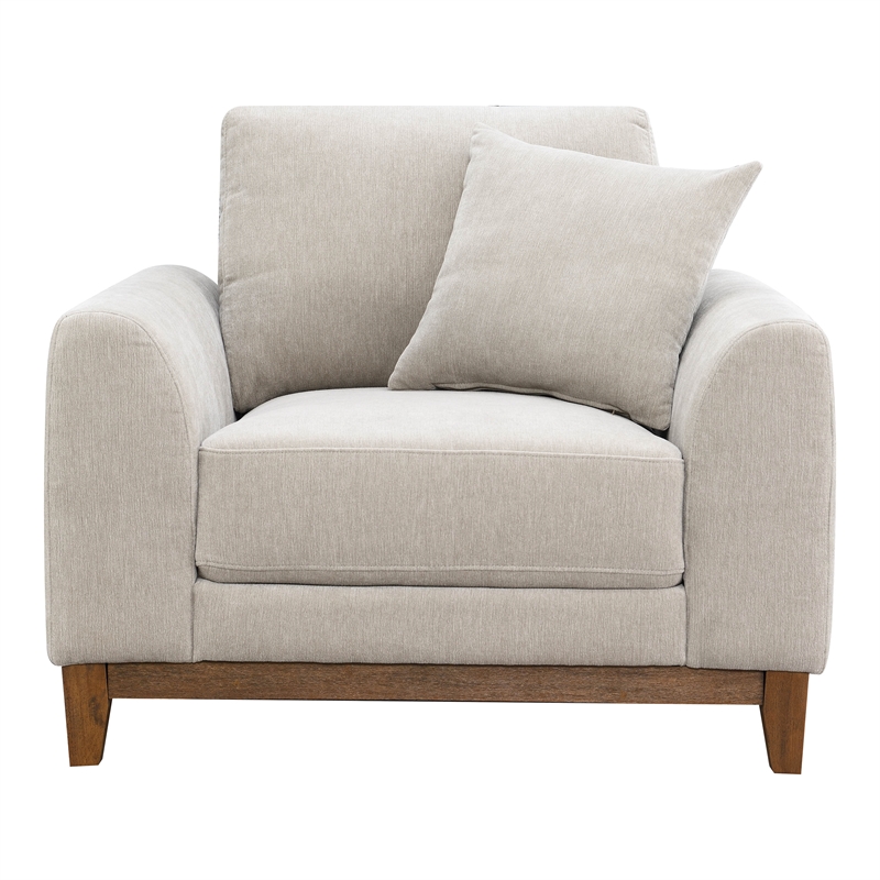 Furniture of America Naria Chenille Soft Track Arm Chair in Light Gray