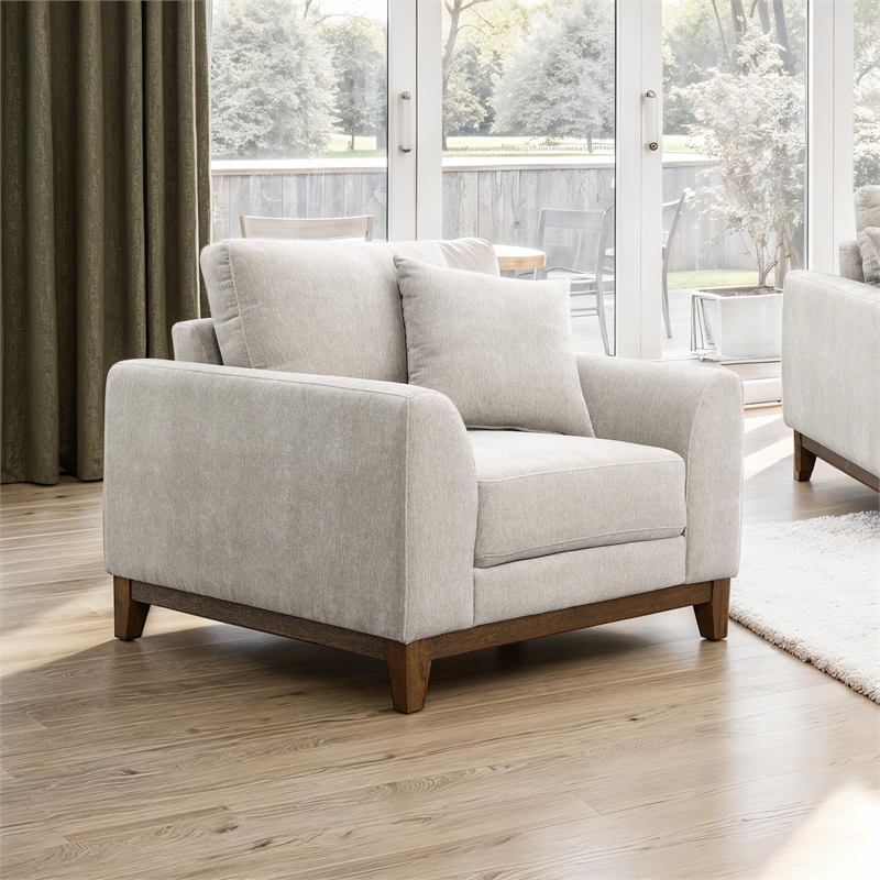 Furniture of America Naria Chenille Soft Track Arm Chair in Light Gray