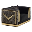 Furniture of America Samison Fabric Zebra Print Gold Trim Chair in Black