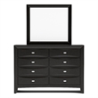 Furniture of America Darius Solid Wood 2-Piece Dresser with Mirror in Black