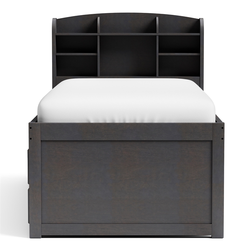Furniture of America Balthazar Wood USB Ports Storage Twin Captain Bed in Gray