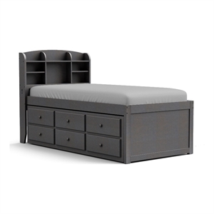 Furniture of America Balthazar Wood USB Ports Storage Twin Captain Bed in Gray