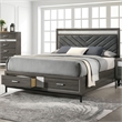 Furniture of America Kindering Fabric 2-Drawer King Bed with Metal Leg in Gray