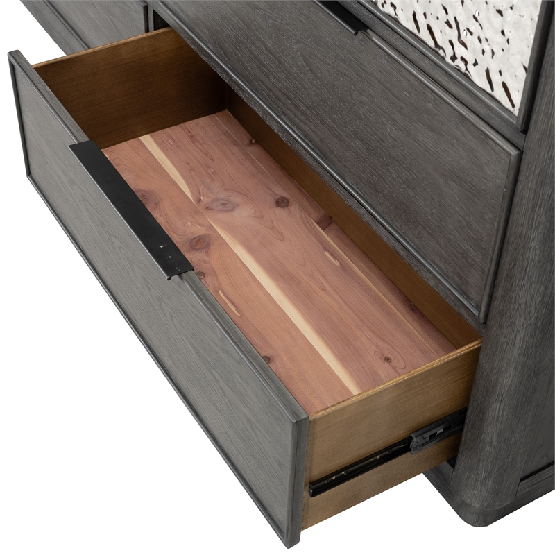 Furniture of America Selyra Solid Wood 2-Piece Dresser with Mirror in Gray