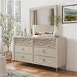 Furniture of America Glint Solid Wood 2-Piece Dresser with Mirror in Oak