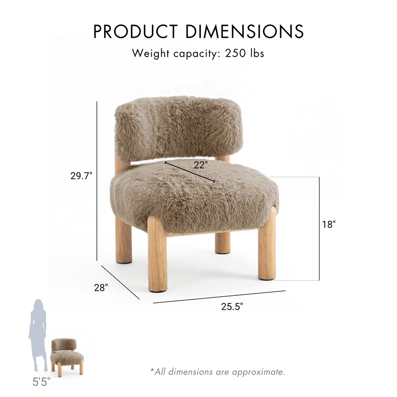 Furniture of America Out Fur-like Fabric and Wood Accent Chair in Brown