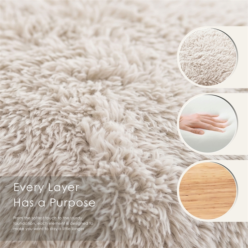 Furniture of America Out Fur-like Fabric and Wood Accent Chair in Taupe