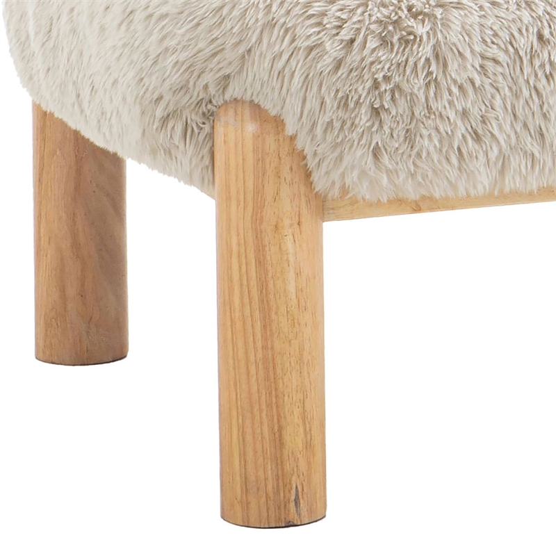 Furniture of America Out Fur-like Fabric and Wood Accent Chair in Taupe