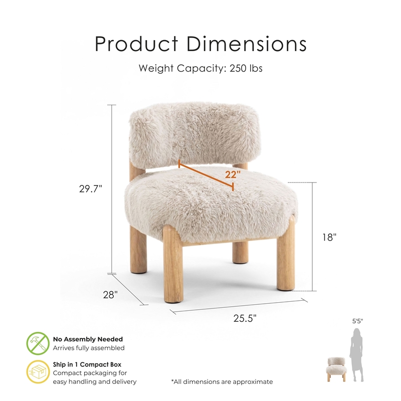 Furniture of America Out Fur-like Fabric and Wood Accent Chair in Taupe