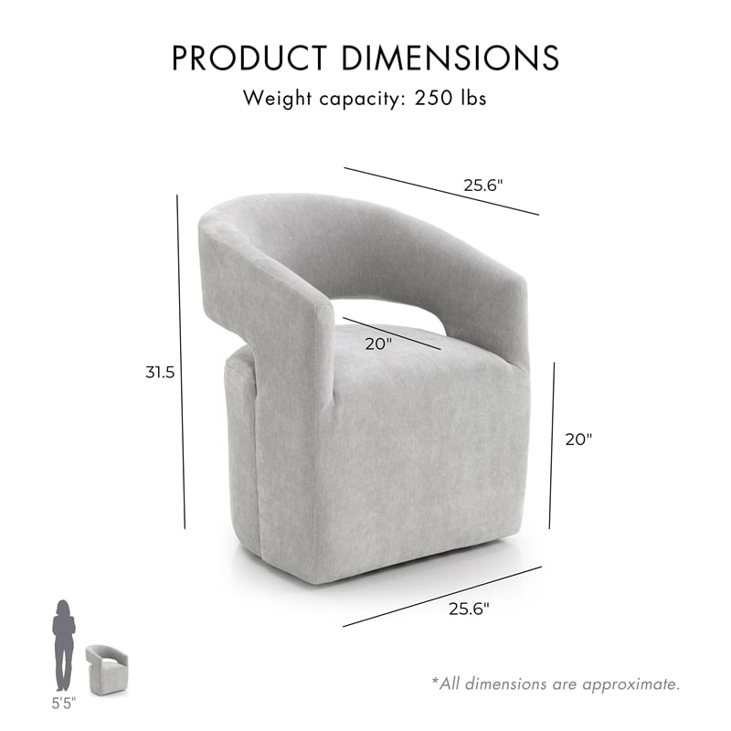 Furniture of America Arina Fabric Dining Chair with Casters in Light Gray