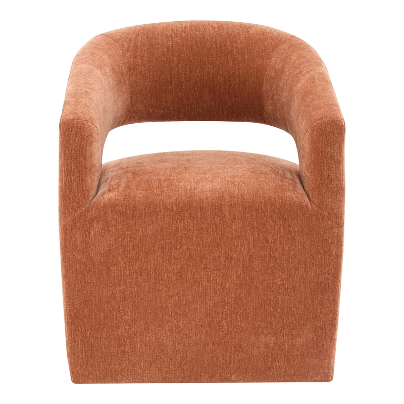 Furniture of America Arina Fabric Dining Chair with Casters in Orange