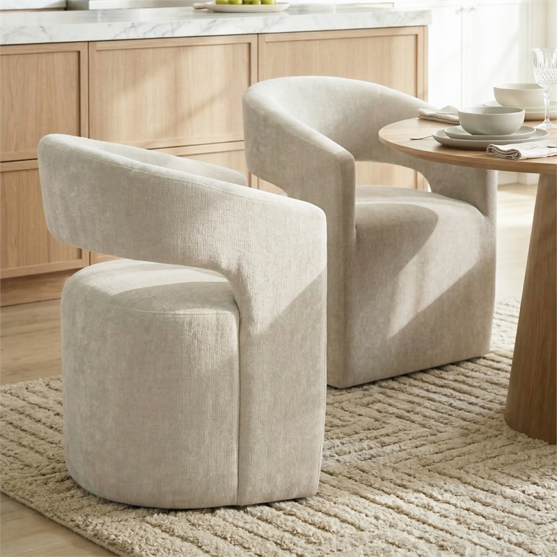 Furniture of America Arina Fabric Dining Chair with Casters in Taupe