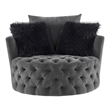 Furniture of America Beauty Fabric Tufted 360 Degree Swivel Chair in Gray