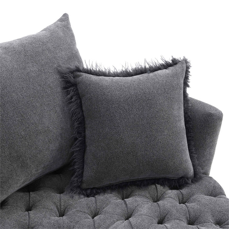 Furniture of America Beauty Fabric Tufted 360 Degree Swivel Chair in Gray