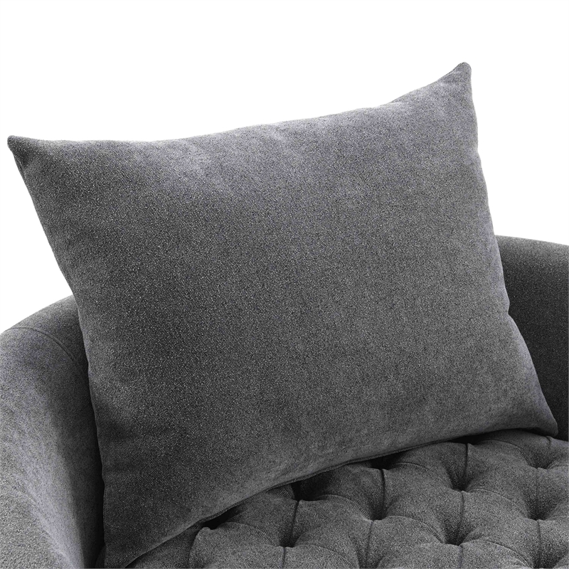 Furniture of America Beauty Fabric Tufted 360 Degree Swivel Chair in Gray