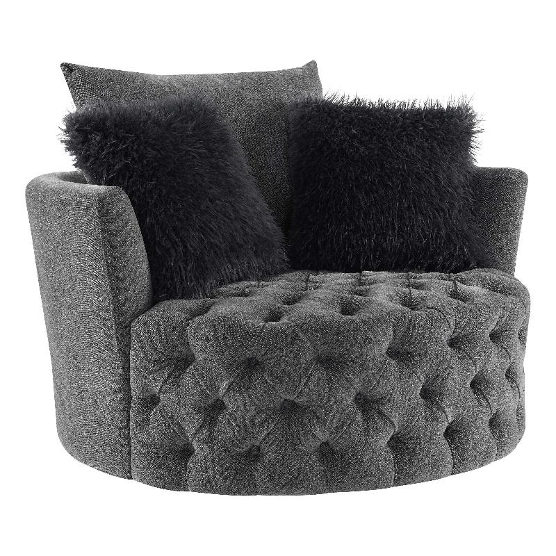 Furniture of America Beauty Fabric Tufted 360 Degree Swivel Chair in Gray