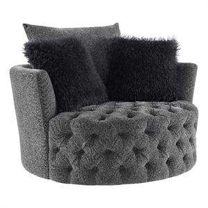 Furniture of America Beauty Fabric Tufted 360 Degree Swivel Chair in Gray