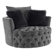 Furniture of America Beauty Fabric Tufted 360 Degree Swivel Chair in Gray