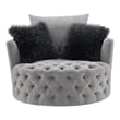 Furniture of America Beauty Fabric Tufted 360 Degree Swivel Chair in Light Gray