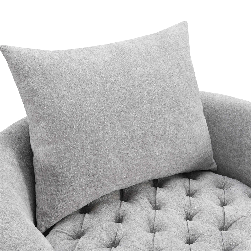 Furniture of America Beauty Fabric Tufted 360 Degree Swivel Chair in Light Gray