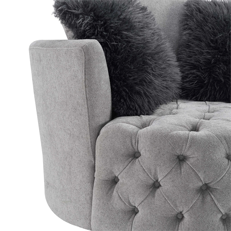 Furniture of America Beauty Fabric Tufted 360 Degree Swivel Chair in Light Gray