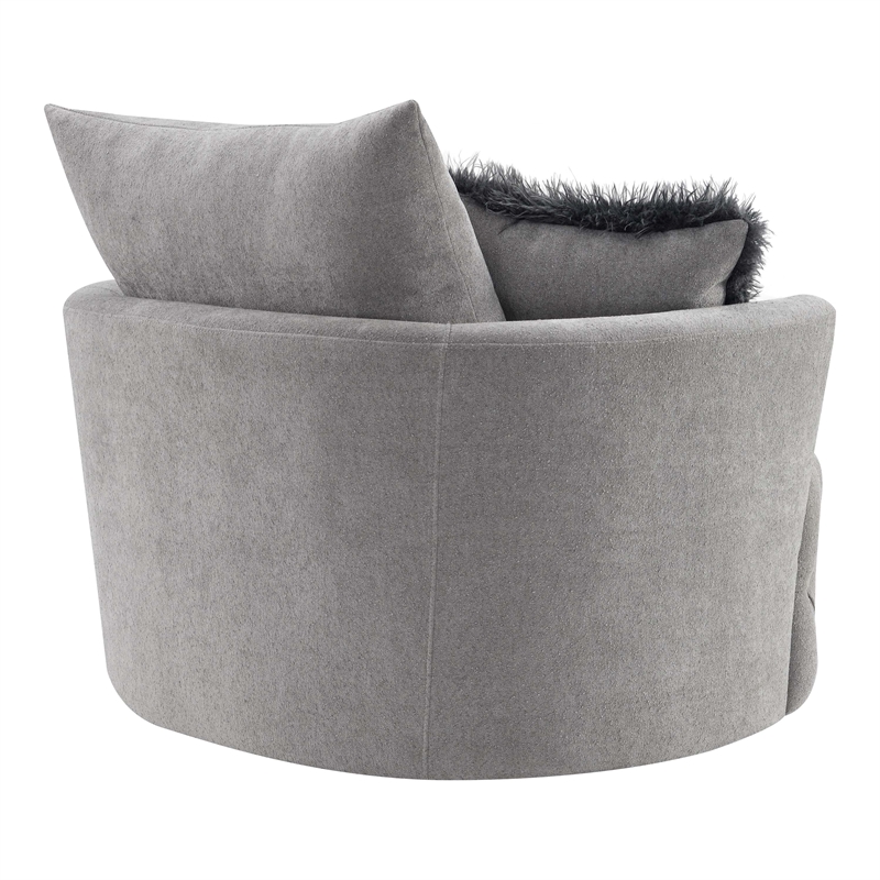 Furniture of America Beauty Fabric Tufted 360 Degree Swivel Chair in Light Gray
