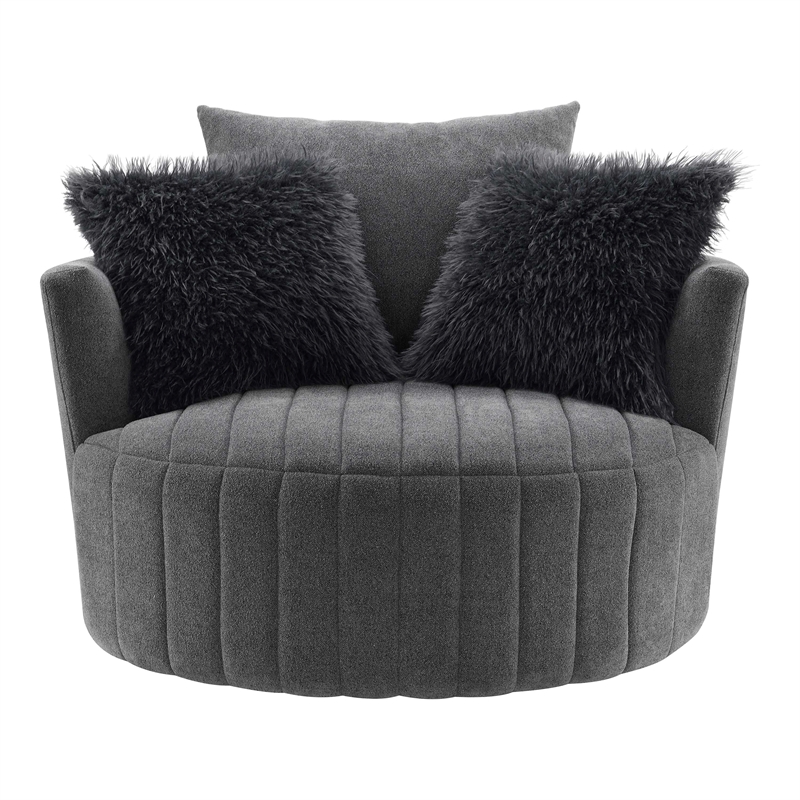 Furniture of America Beauty Fabric Tufted 360 Degree Swivel Chair in Gray
