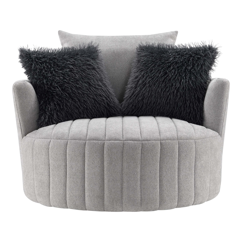 Furniture of America Beauty Fabric Tufted 360 Degree Swivel Chair in Light Gray