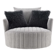 Furniture of America Beauty Fabric Tufted 360 Degree Swivel Chair in Light Gray