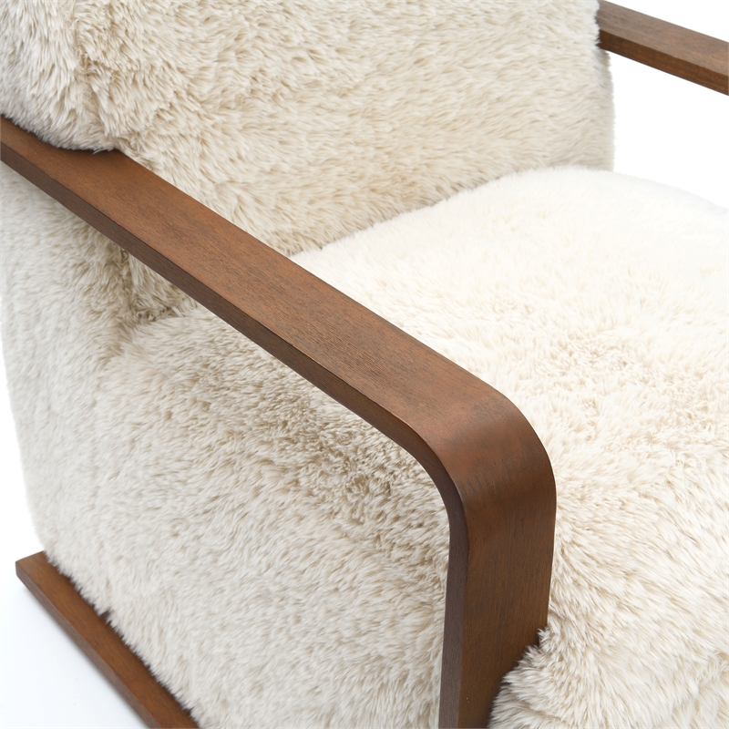 Furniture of America Ramos Faux Fur Fabric Short- Haired Accent Chair in Beige