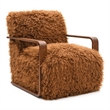 Furniture of America Ramos Faux Fur Fabric Long-Haired Accent Chair in Brown