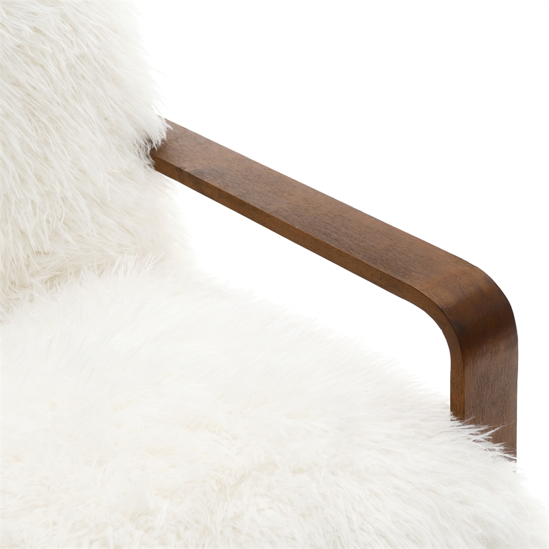 Furniture of America Ramos Faux Fur Fabric Long-Haired Accent Chair in White