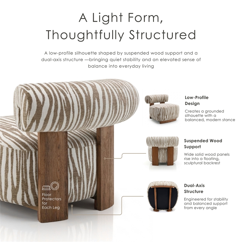 Furniture of America Sebras Chenille Zebra-Stripe Accent Chair in Beige