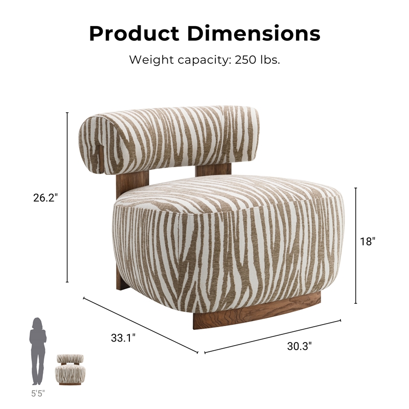 Furniture of America Sebras Chenille Zebra-Stripe Accent Chair in Beige
