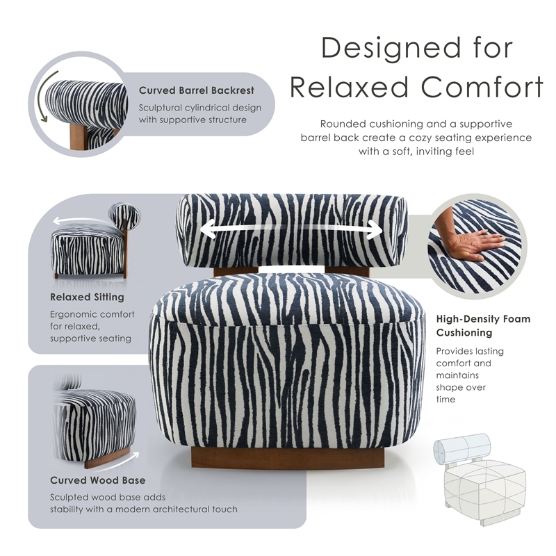 Furniture of America Sebras Chenille Zebra-Stripe Accent Chair in Blue