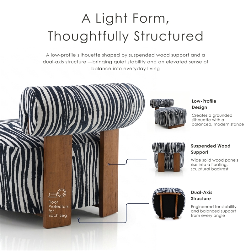 Furniture of America Sebras Chenille Zebra-Stripe Accent Chair in Blue