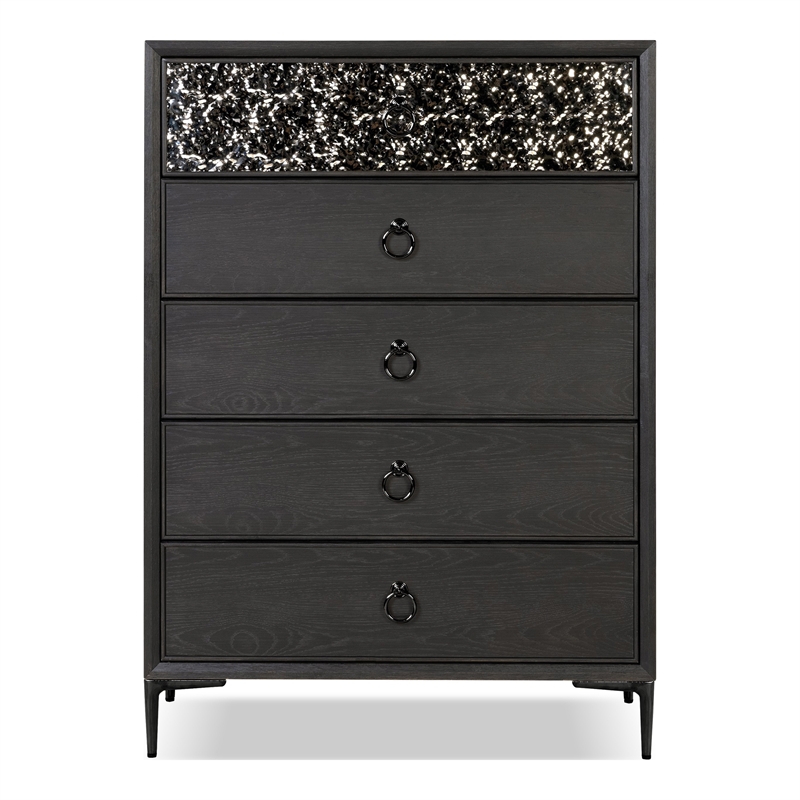 Furniture of America Glint Solid Wood Dovetail 5-Drawer Chest in Espresso