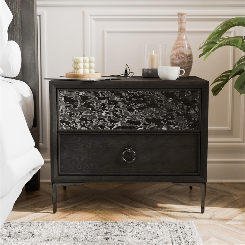 Furniture of America Glint Solid Wood Dovetail 2-Drawer Nightstand in Espresso