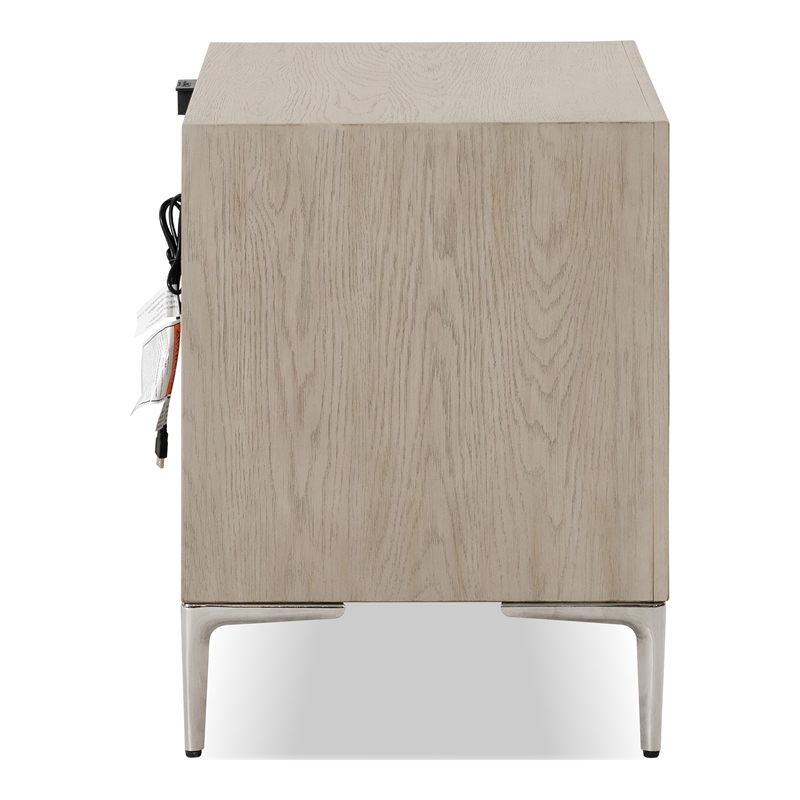 Furniture of America Glint Solid Wood Dovetail 2-Drawer Nightstand in Oak