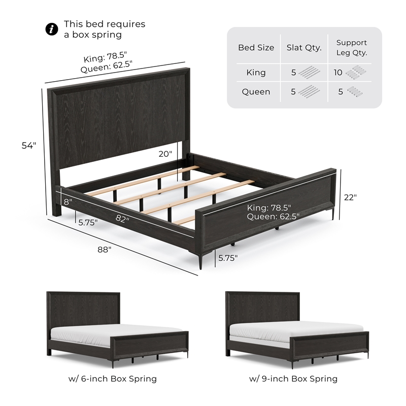 Furniture of America Glint Solid Wood Queen Panel Bed in Espresso