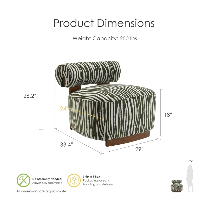 Furniture of America Sebras Chenille Zebra-Stripe Accent Chair in Green