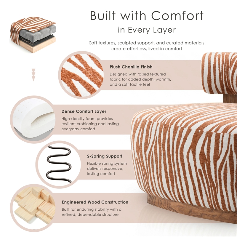 Furniture of America Sebras Chenille Zebra-Stripe Accent Chair in Orange