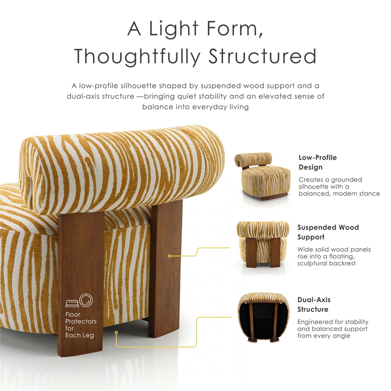 Furniture of America Sebras Chenille Zebra-Stripe Accent Chair in Yellow