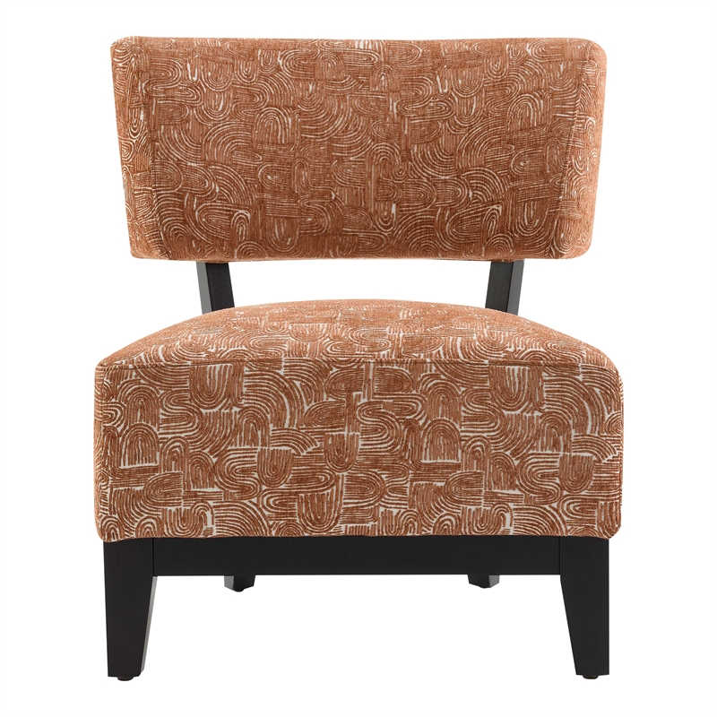 Furniture of America Robi Fabric Abstract Angled Back Accent Chair in Orange